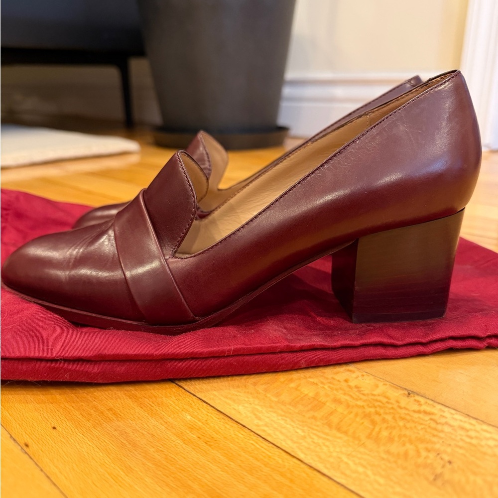 Tamara Mellon Burgandy Vitello Calf Fellini Loafers, 37.5, Made in Italy - Picture 4 of 6